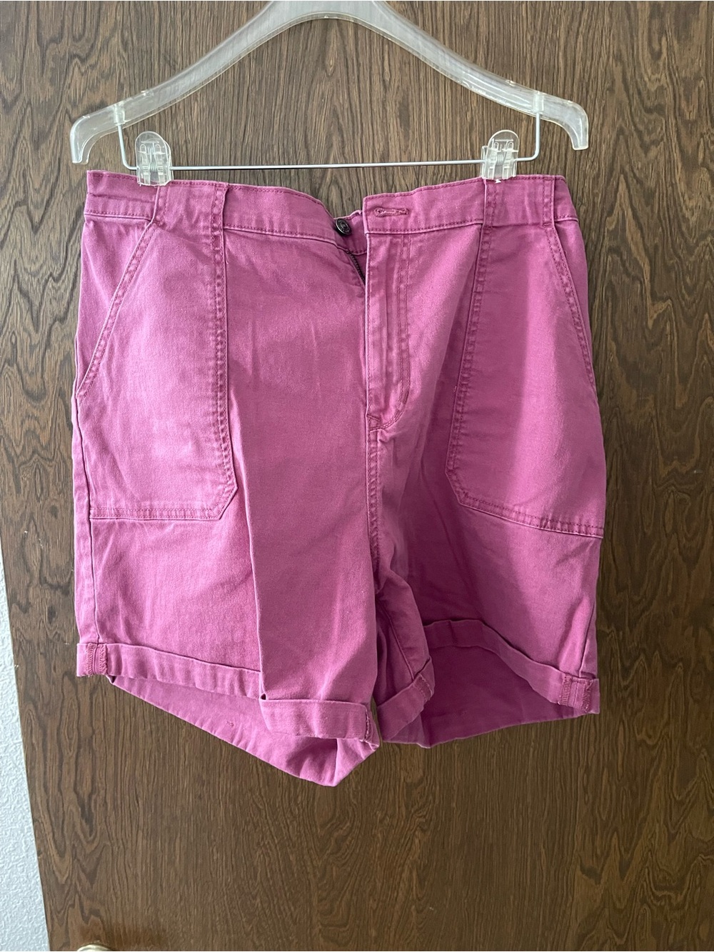 Women's Pink High-Rise Utility Cotton Shorts